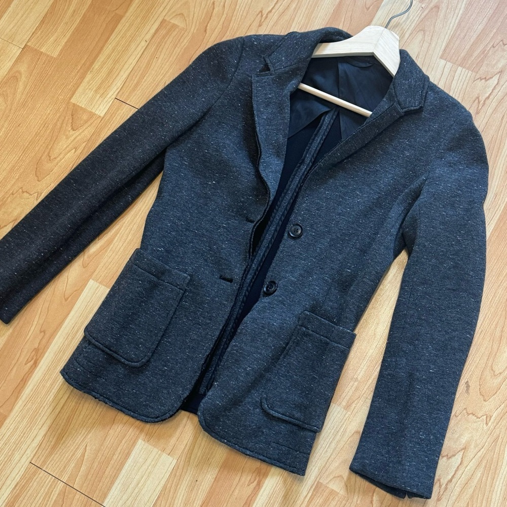 ATM grey knit blazer with white flecks